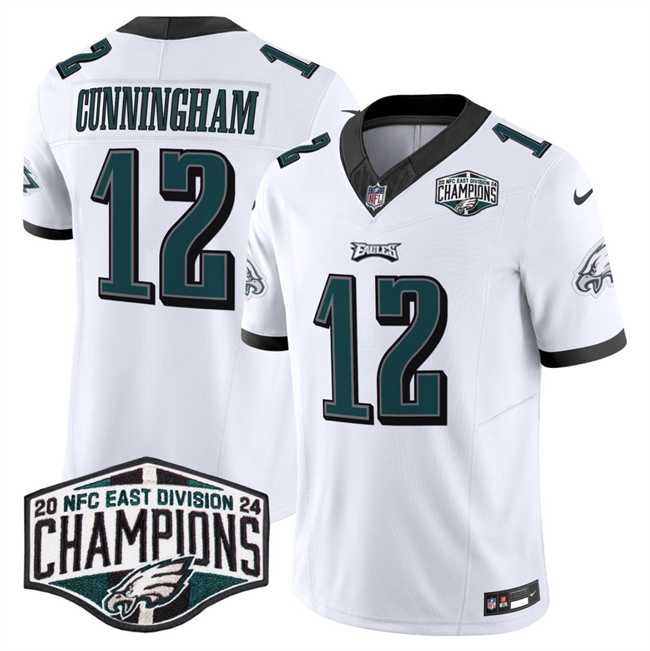 Mens Philadelphia Eagles #12 Randall Cunningham White 2024 NFC East Champions F.U.S.E. Vapor Untouchable Limited Stitched Jersey
